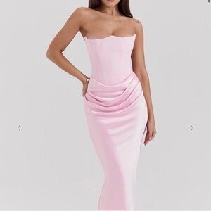House of CB Persephone Strapless Satin Corset Cocktail Dress